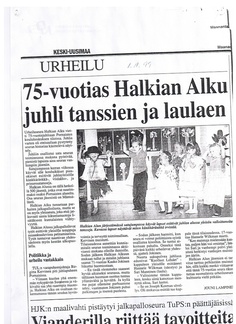 Keski-uusimaan juttu Alun 75- vuotisjuhlista  1.11.1999